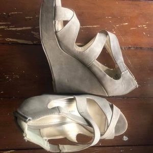 Beige wedge sandal shoe